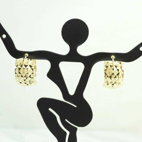 14K Estate Yellow Gold Huggie Gemstone Earrings Vintage Style USA Made